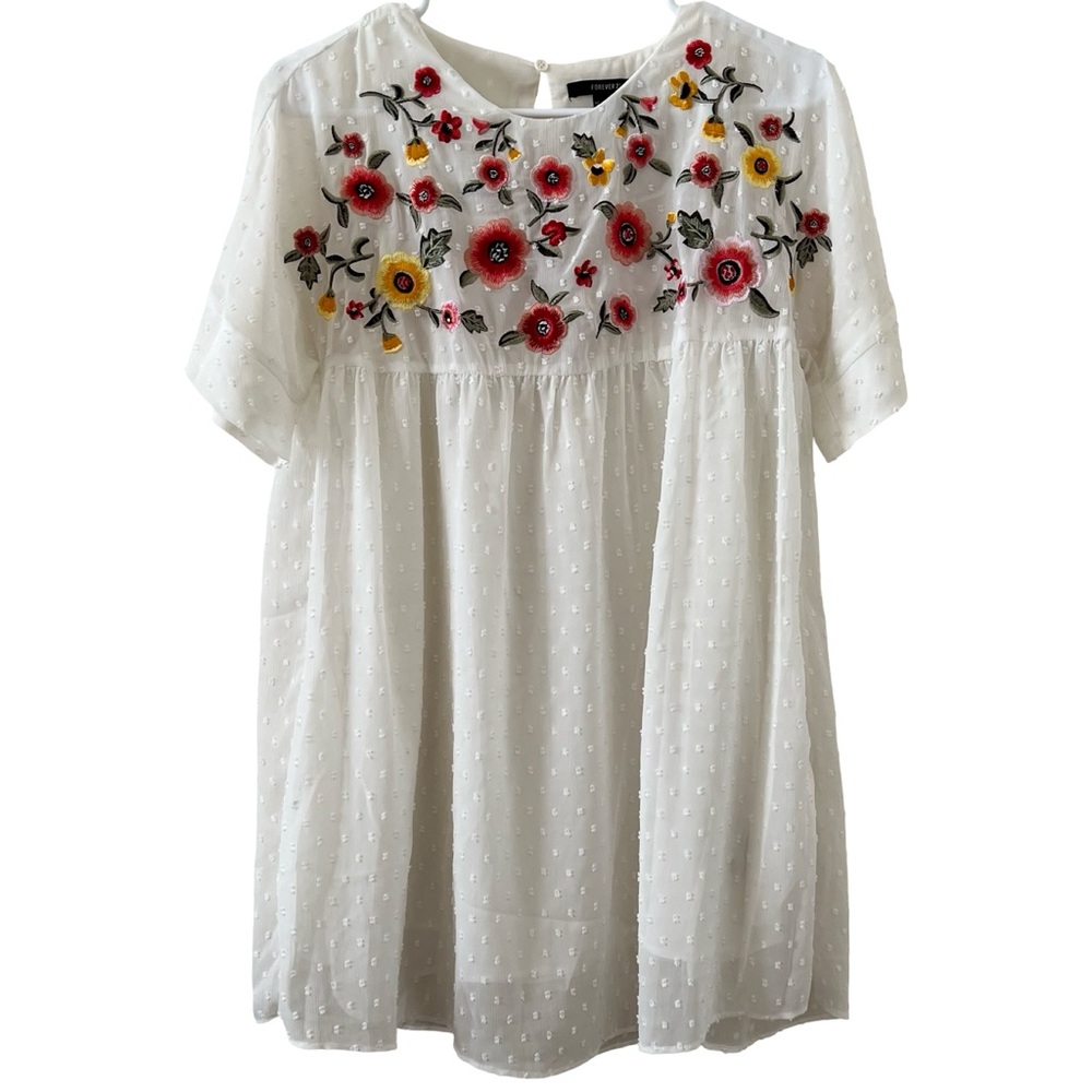 F21 Embroidered Babydoll Dress